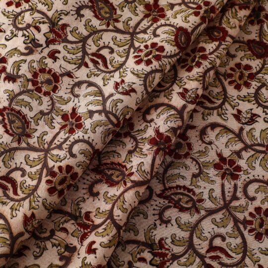 PITCHUKA SRINIVAS KALAMKARI PEDANA Beige - Block Print Cotton Pedana Kalamkari Fabric 19 - view 2