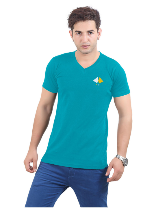 MARLIN TEAL V-NECK BLACKTREE PRINTED T-SHIRT..