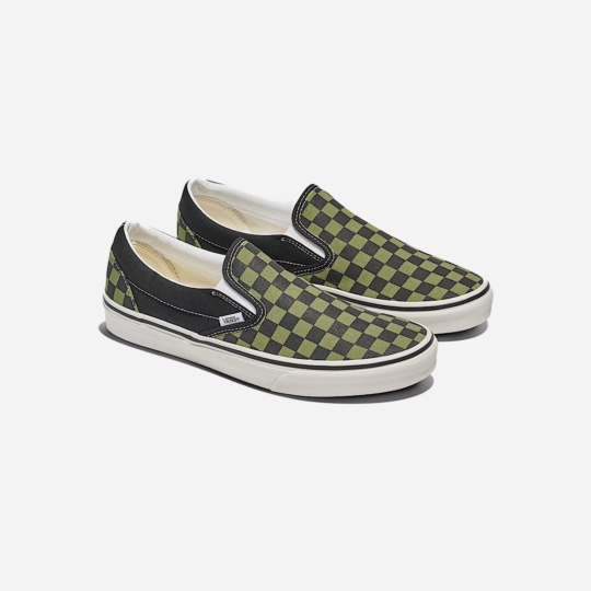 Vans Classic Slip-On Checkerboard Shoe Black / Loden Green - view 2