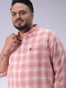 HARDSODA Men's Plus Size Pink Regular Fit Checked Casual Shirt