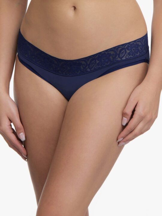 Ultimo Bikini with Lace Trim panty Pack (Pack of 3) - Inky Blue-Sandalwood-Black - view 2