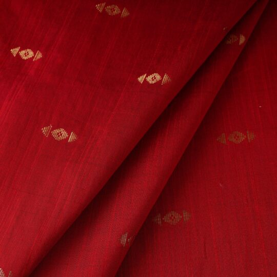 ITOKRI CRAFTS INITIATIVE Red - Zari Buti Spun Dupion Viscose Silk Plain Fabric 10 - view 2