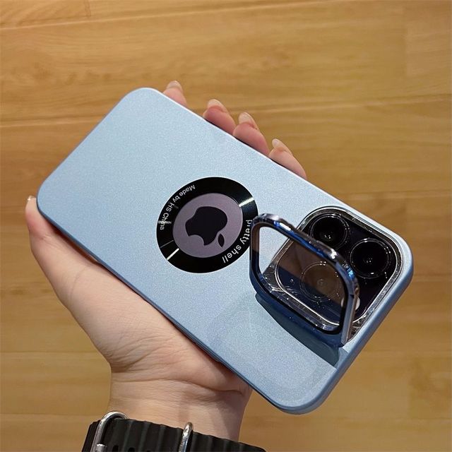 Apple iPhone 15 Series Luxury Camera Protector Stand Case With Logo Cut - view 19