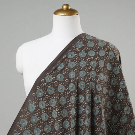 KACHCHH JI CHHAAP Brown - 3 Kaam Ajrakh Block Printing Natural Dyed Cotton Fabric