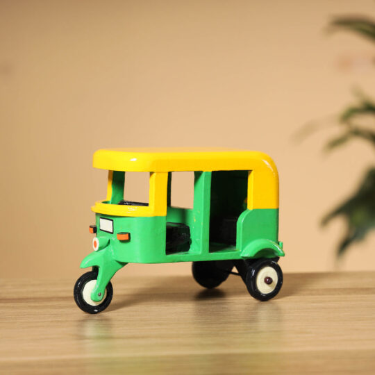 ITOKRI CRAFTS INITIATIVE Auto Rickshaw - Handpainted Wooden Toy / Home Decor Item
