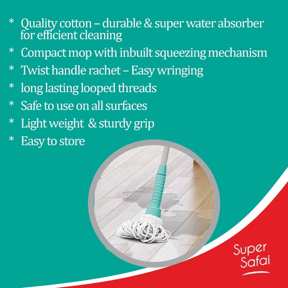 Wring Mop Looped Cotton (Spotzero by Milton) – Aqua Green - view 6
