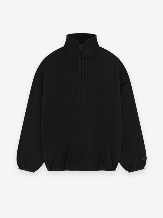 ESSENTIALS Brushed Half Zip Pullover – Black