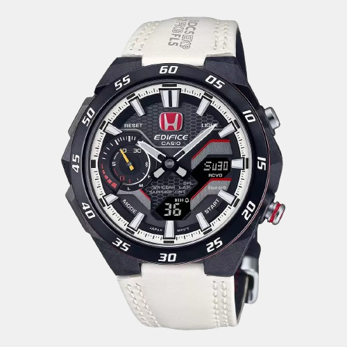 Casio Edifice Men Quartz Black Dial Chronograph Leather Watch ED607