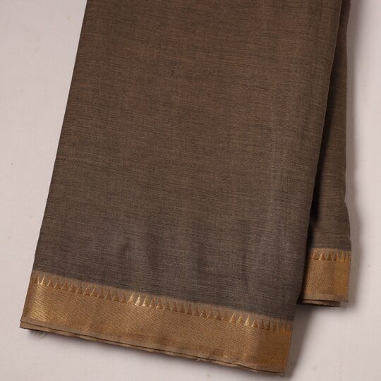 ITOKRI CRAFTS INITIATIVE Brown - Mangalagiri Cotton Fabric with Zari Border 05 - view 2