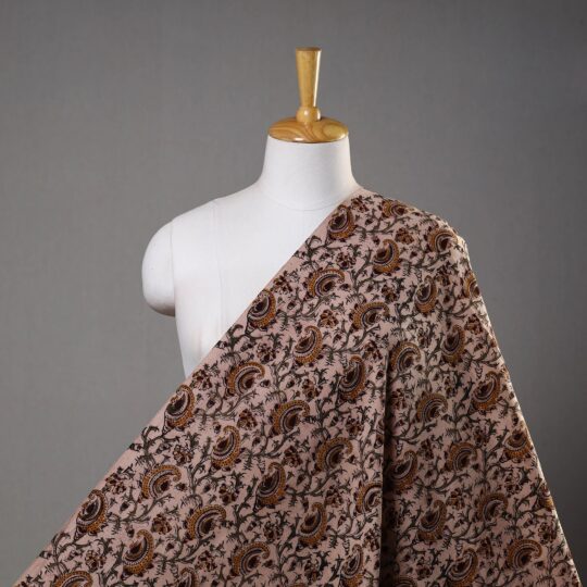 VENKATA BHANU KALAMKARI PEDANA Beige - Pedana Block Printed Cotton Kalamkari Fabric 08