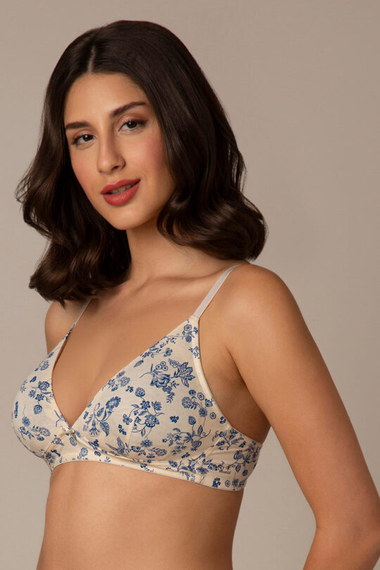 Amante Trendy Plunge Padded Non-Wired Cotton Bra - Floral Print - view 2