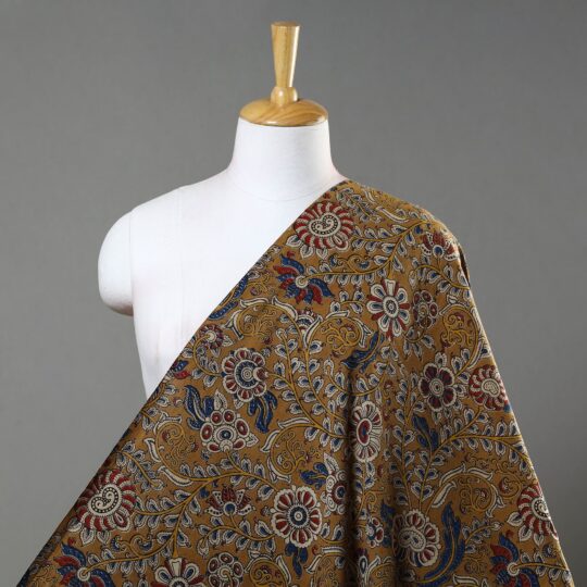 SOUTH KARGHA Brown - Natural Dyed Block Print Kalamkari Cotton Fabric 08