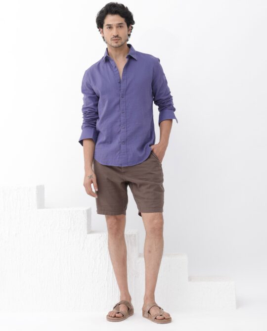 Rare Rabbit Mens Layerr Dusky Purple Cotton Fabric Full Sleeves Solid Shirt - view 2