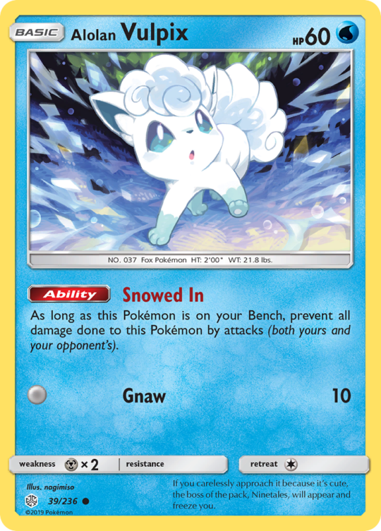 Common sm12-39 non-holo – Pokémon Alolan Vulpix - 39/236 - Common [sm12-39] [Non-Holo] - Alolan Vulpix - 39/236 - Common