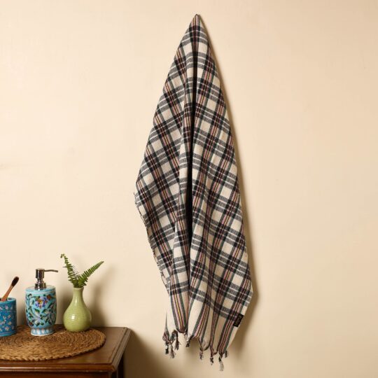 GWALIOR HANDLOOMS Black - Handloom Fine Cotton Gamcha Bath Towel 07