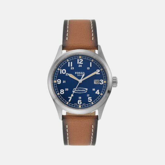 Fossil Defender Men Solar Blue Dial Analog Leather Watch FS5975