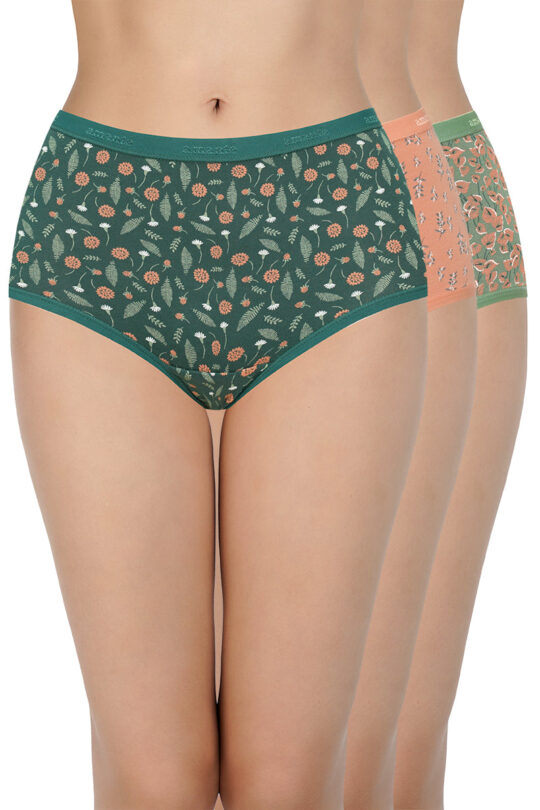Amante Printed High Rise Full Briefs (Pack of 3)