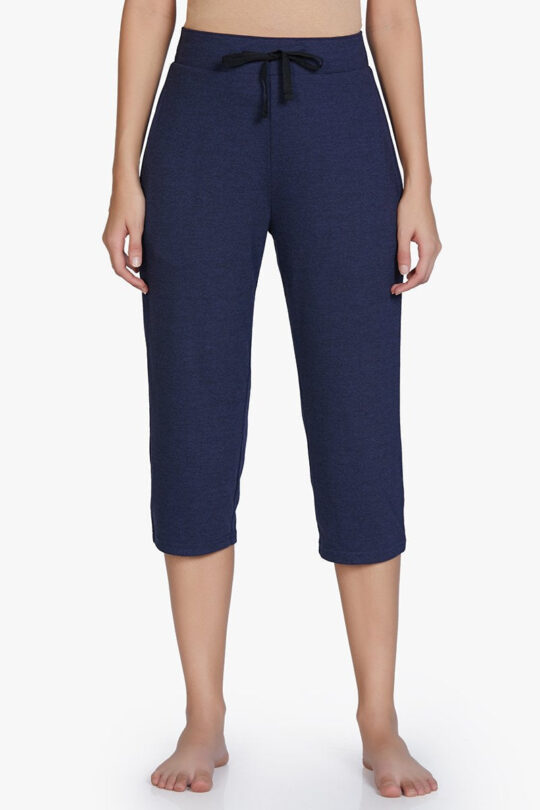 Amante Cotton Blend Capri Pants - Navy