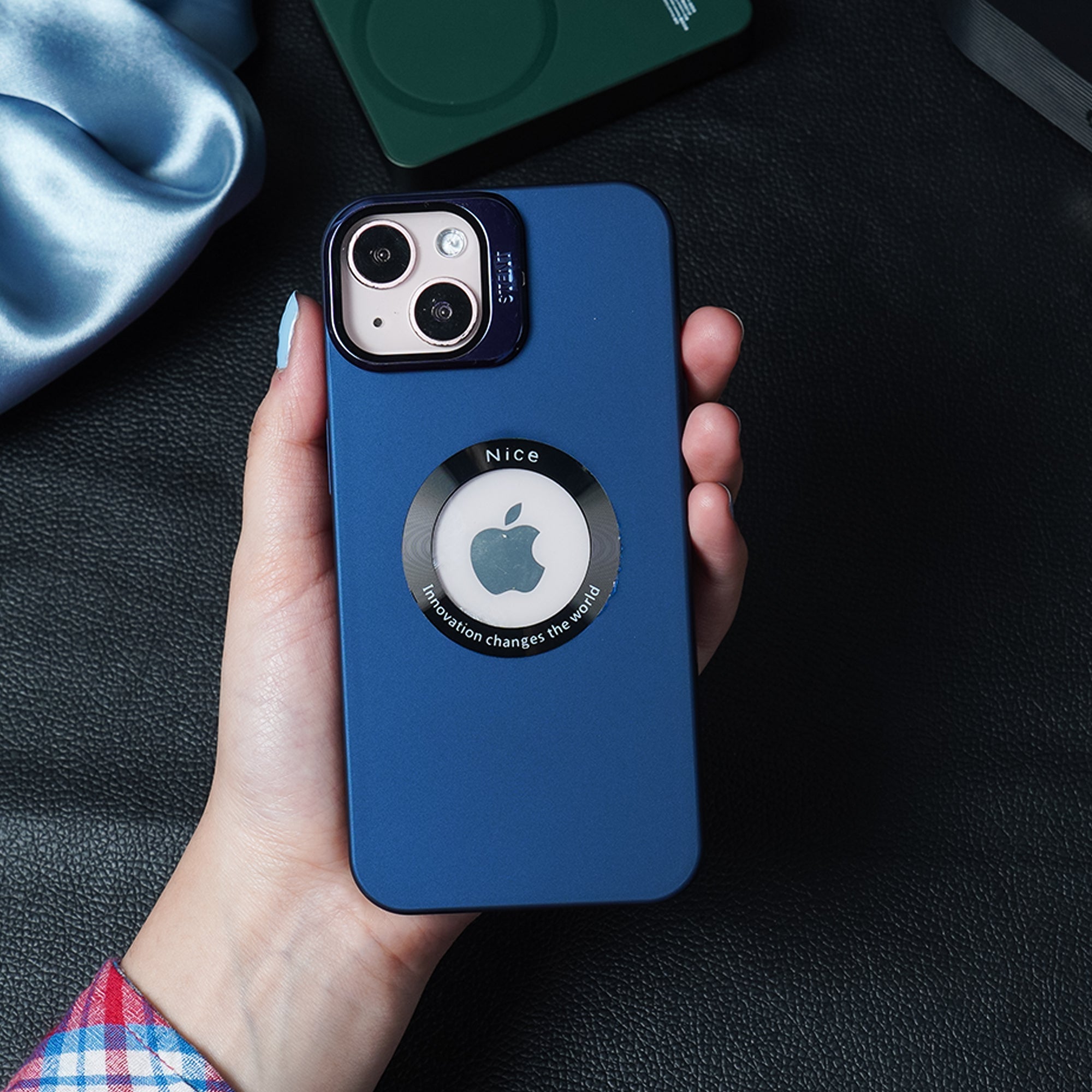 Apple iPhone 15 Series Luxury Camera Protector Stand Case With Logo Cut - view 12
