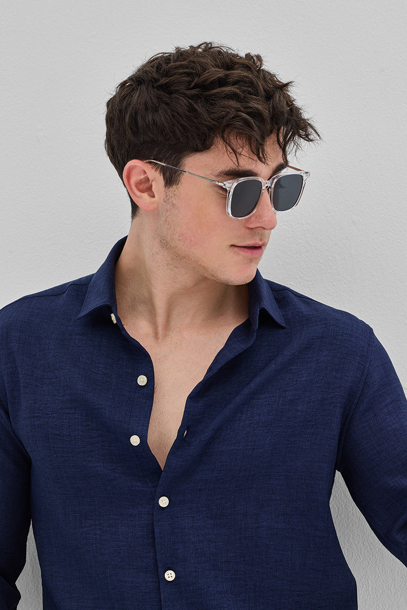 SNITCH Navy Textured Shirt - view 5