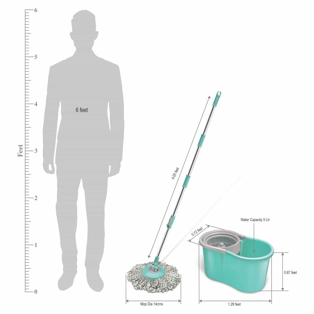 Mini Spin Mop (Spotzero by Milton) – Aqua Green - view 5