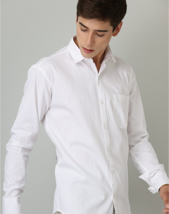 BlackTree Frankshirt White Solid Tailored Fit Cotton Casual Shirt for Man - view 2