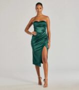 Windsor Kaleen Sleeveless Satin Wrap Midi Dress