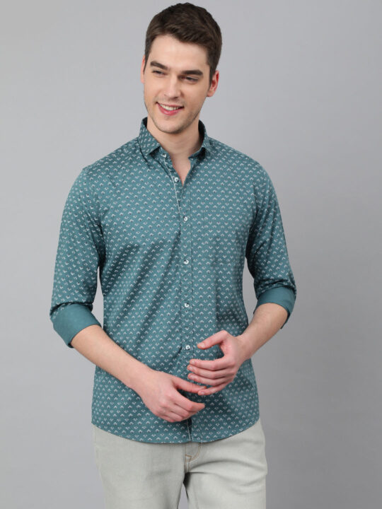 BlackTree Men Teal Standard Fit Printed Casual Shirt