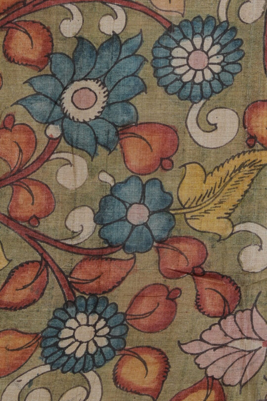 Kalanjali Kalamkari Hand-Painted Tussar Silk Saree - view 2