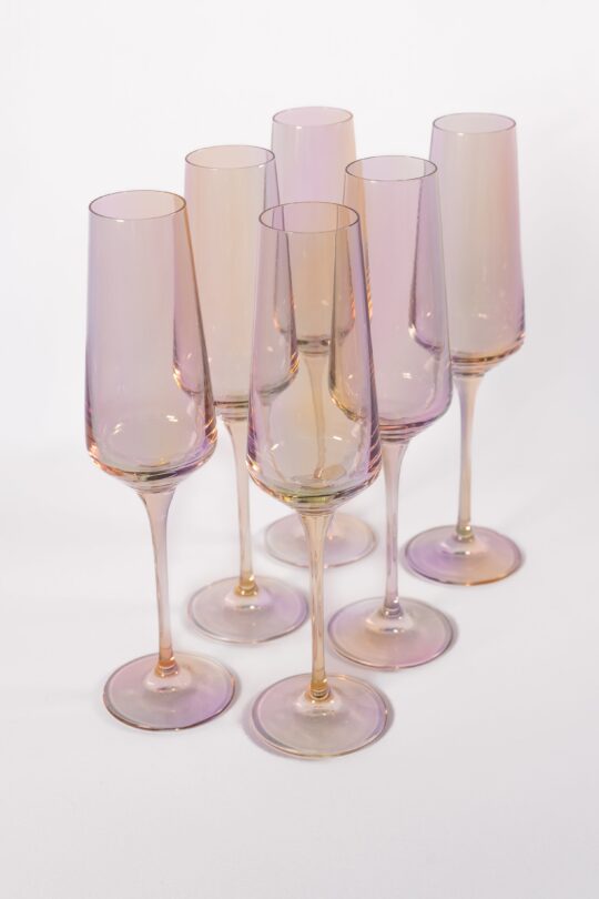 Estelle Colored Glass Estelle Colored Champagne Flute - Set of 6 {Iridescent} - view 2