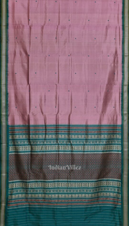 IndianVillèz Onion with Green Odisha Handloom Siminoi Silk Saree - view 2