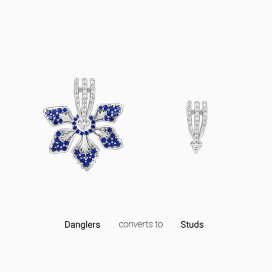 GIVA Jewellery Silver Blue Ebony Convertible Earrings