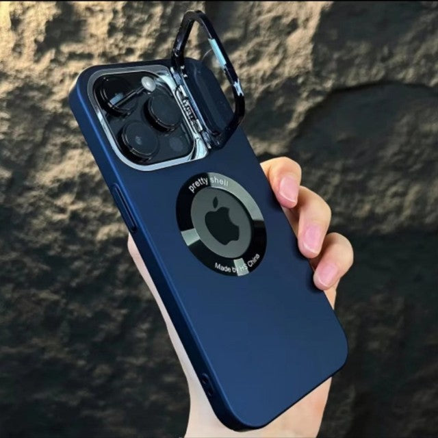 Apple iPhone 15 Series Luxury Camera Protector Stand Case With Logo Cut - view 16