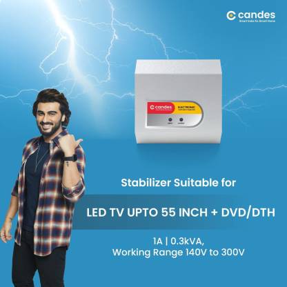 Candes-store Candes for LCD/LED TV Up to 55inch + Set - Top Box/DVD Player (140V to 300V) Voltage Stabilizer Wall Mountable MS Cabinet, 2 Year Warrant - view 2