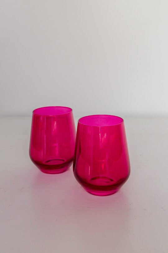 Estelle Colored Glass Estelle Colored Wine Stemless - Set of 2 {Viva Magenta (Our Fuchsia)}