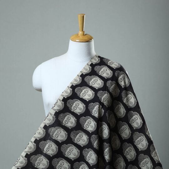SOUTH KARGHA Black - Cotton Kalamkari Print Fabric 01