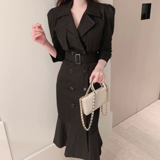Alamode By Akanksha Vio Elegant Pleated Blazer Dress with Belt - view 2