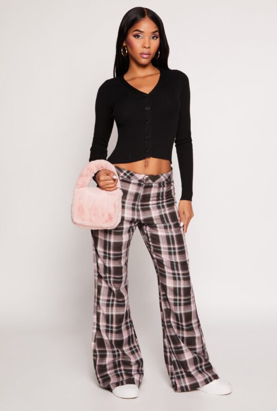 almost_famous Almost Famous Plaid Flare Pants