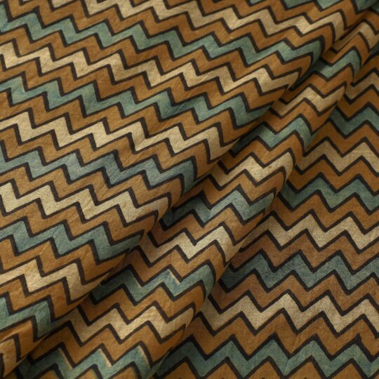 AJRAKH BY SUFIYAN ISMAIL KHATRI Brown - Ajrakh Hand Block Printed Mul Cotton Fabric 04 - view 2
