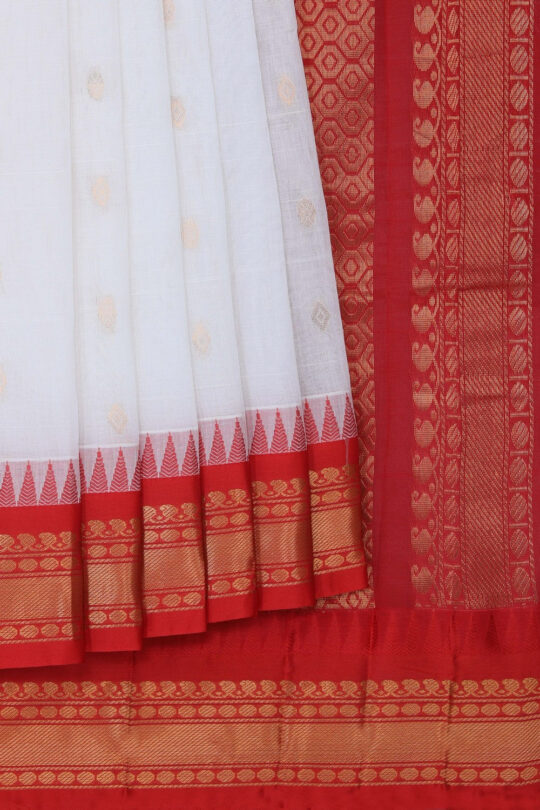 Kalanjali Gadwal Cotton White Saree – Women's