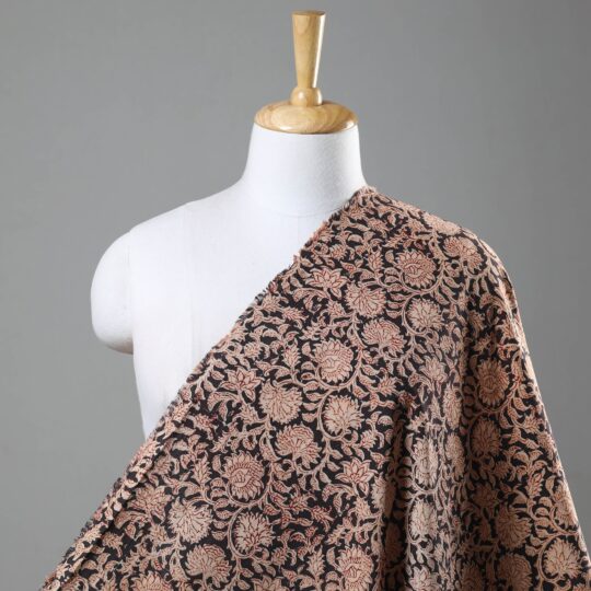 PITCHUKA SRINIVAS KALAMKARI PEDANA Black - Pedana Kalamkari Hand Block Printed Cotton Fabric