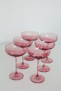 Estelle Colored Glass Estelle Colored Champagne Coupe Stemware - Set of 6 {Rose}