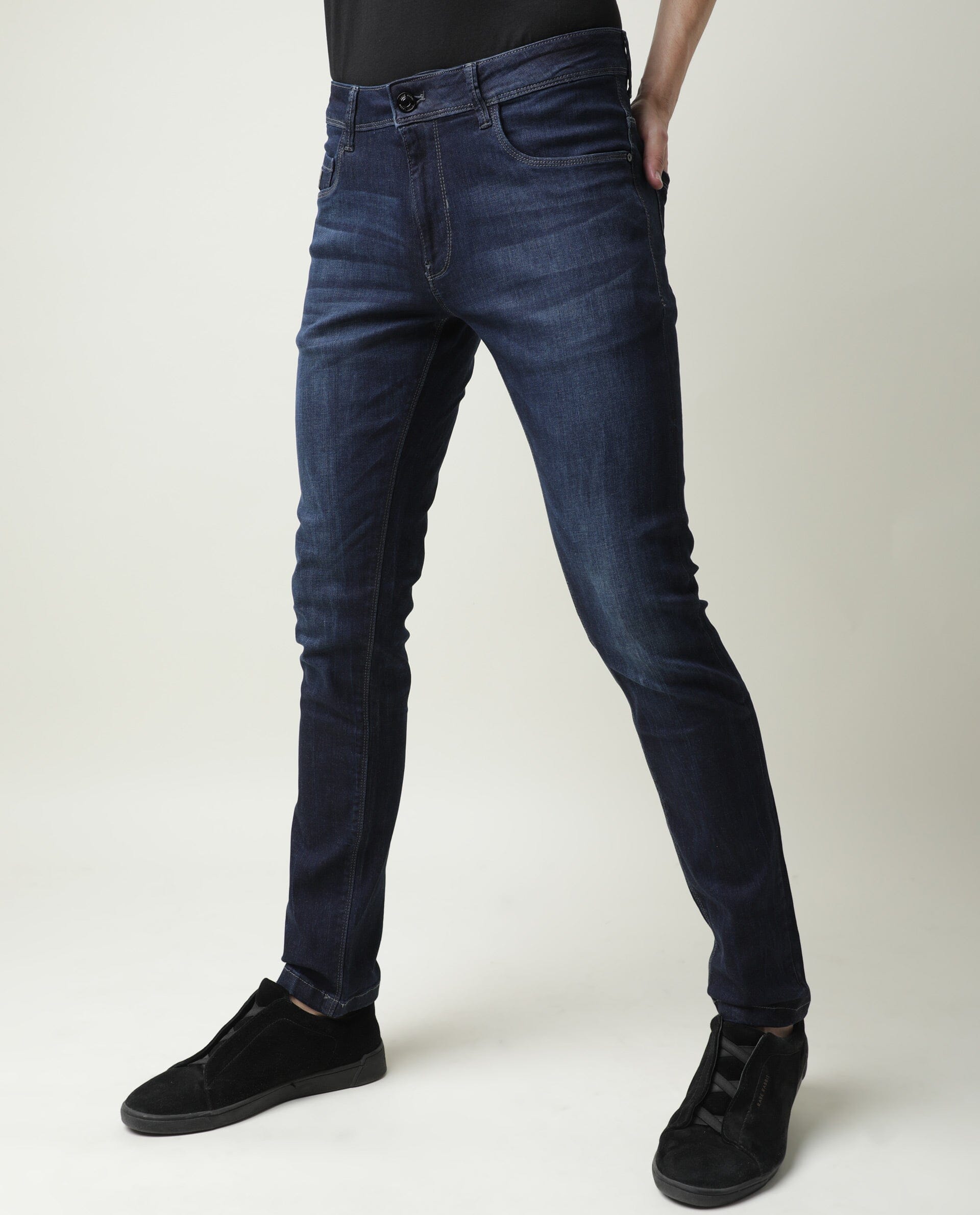 Rare Rabbit Men's Austin Navy Mid-Rise Dark Wash Slim Fit Jeans - view 5