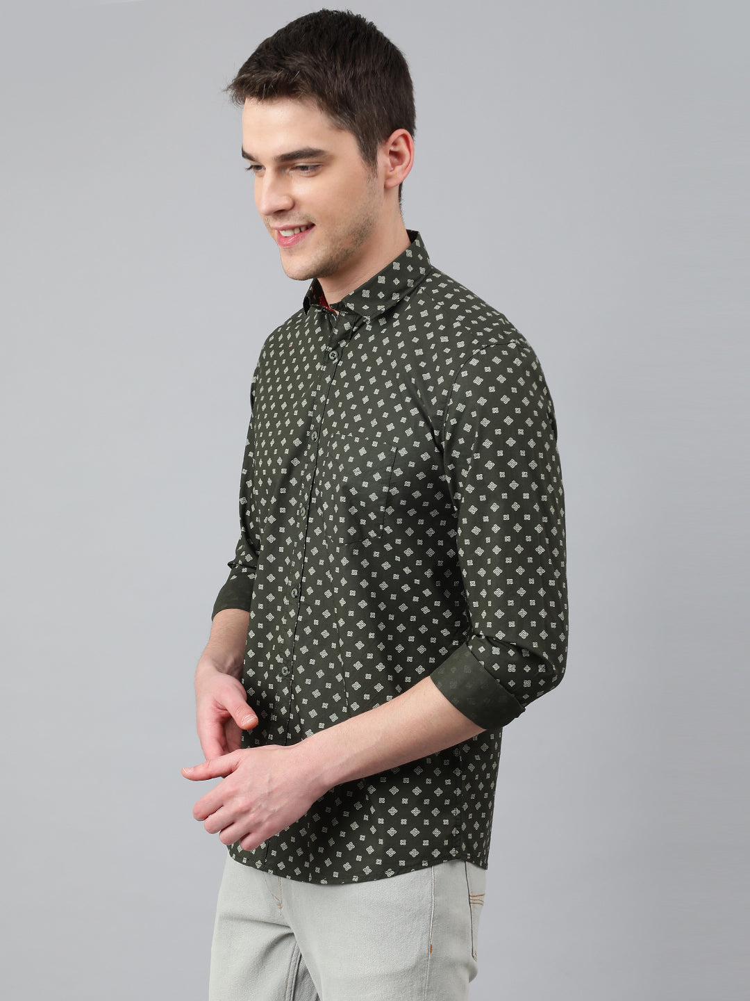 BlackTree Men Olive Standard Fit Printed Casual Shirt - view 4