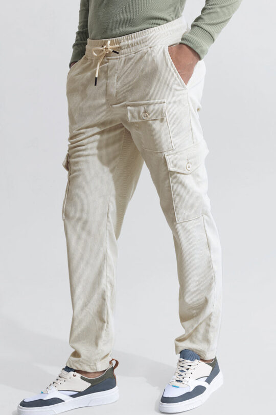 BlackTree Cullin Off-White Corduroy Cargo Pant