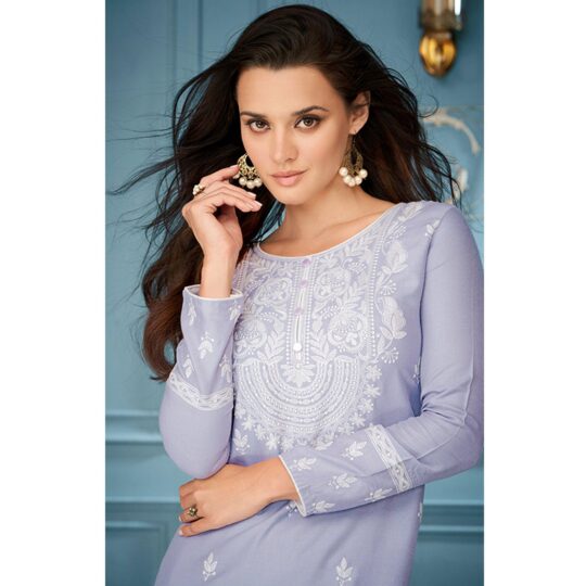 Peachmode Seller Lavender Casual Wear Embroidered Rayon Kurti - view 2