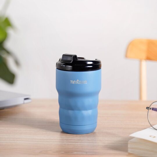 Nestasia Brewster Easy Sip Copper Insulated Travel Mug Azure Blue 355ml
