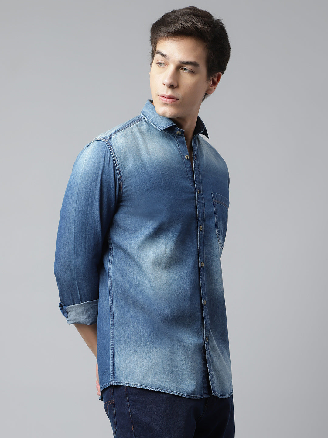 BlackTree Men Blue Standard Fit Solid Casual Shirt - view 6