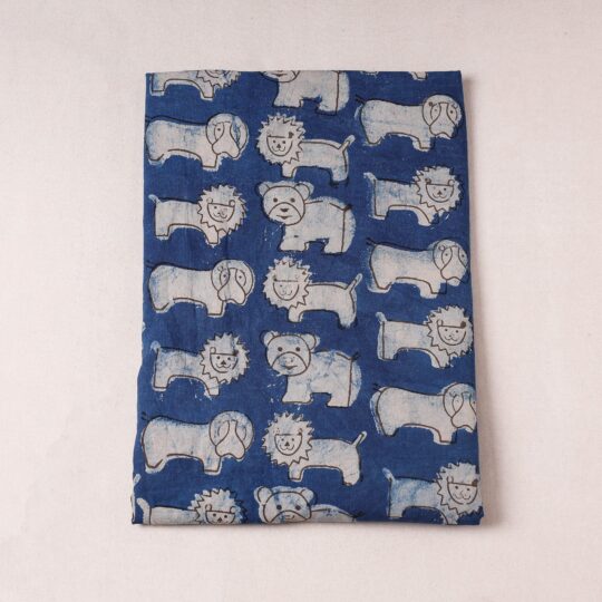 BINDAAS UNLIMITED Blue - Bindaas Block Printing Natural Dyed Cotton Precut Fabric