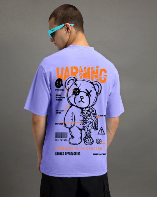 BlackTree Caution Graphic Printed Oversized T-shirt - view 2